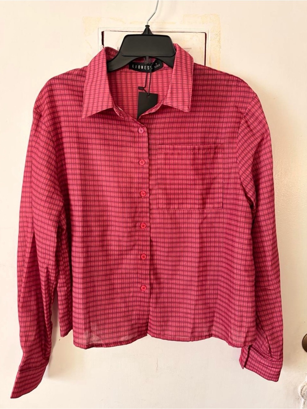 Lioness Pink Plaid Button-Down Shirt for Girls